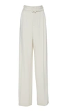 OFF-WHITE BELTED CREPE WIDE-LEG PANTS,OWCA084S19D95044