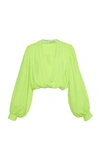 OFF-WHITE CROPPED NEON CREPE BLOUSE,706799