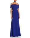 Aqua Off-the-shoulder Scuba Crepe Gown - 100% Exclusive In Marine