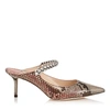 JIMMY CHOO BING 65 Rosewood Mix Python Mules with Crystal Strap,BING65PTN