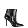 SAINT LAURENT PIERRE GLOSSED LEATHER ANKLE BOOTS