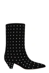 Attico Crystal-embellished Calf-length Boots In Black