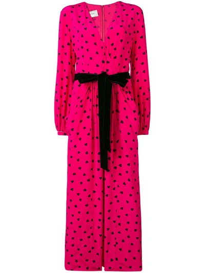 Valentino Crepe De Chine Pretty Hearts Jumpsuit In Pink