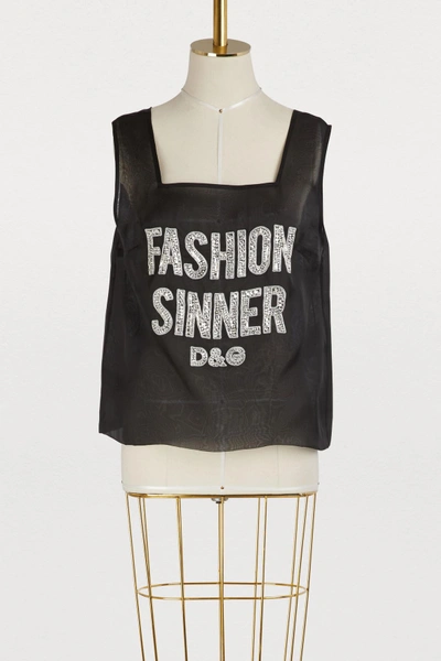 Dolce & Gabbana Fashion Sinner Silk Top In Black