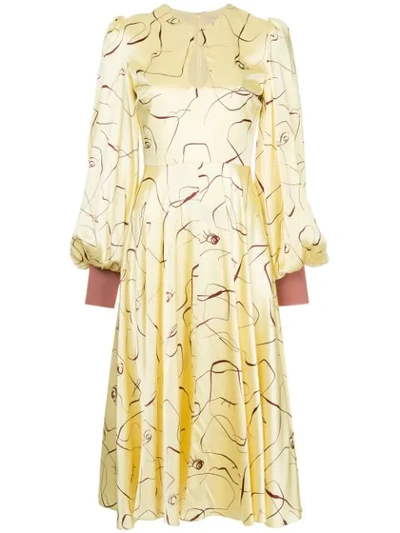 Roksanda Herona Abstract-print Silk-satin Dress In Yellow