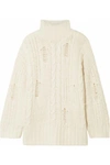 CURRENT ELLIOTT THE VIN DISTRESSED CABLE-KNIT TURTLENECK SWEATER