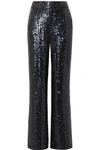 ALICE AND OLIVIA RACQUEL SEQUINED SATIN WIDE-LEG PANTS