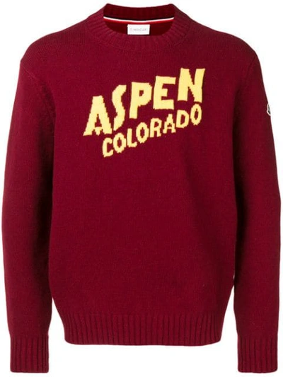 Moncler Aspen Crew Neck Knitted Sweater In 464 Red