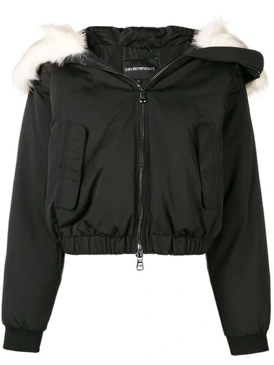 Emporio Armani Padded Faux Fur Hooded Jacket - 黑色 In Black