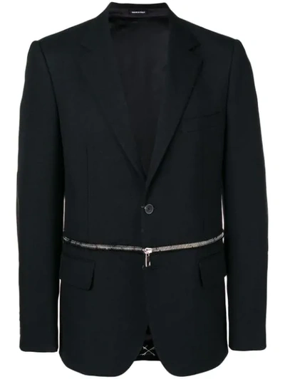 Alexander Mcqueen Zip-embellished Regular-fit Wool-blend Jacket In Black
