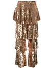 OSMAN OSMAN TIERED SEQUINNED TROUSERS - 金属色