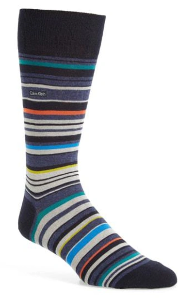 Calvin Klein Multistripe Emblem Socks In Navy Mix