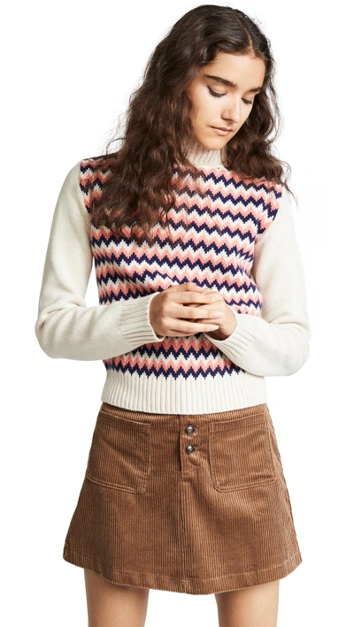 Apc Jacquard Wool Sweater In Ecru