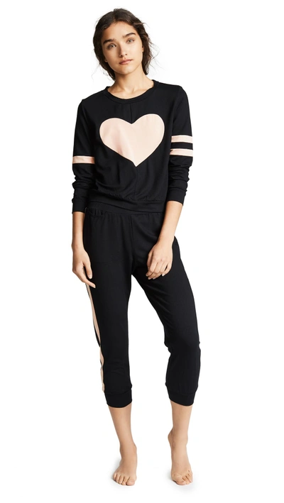 Only Hearts Love Story Pj Set In Black/nude