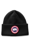 Canada Goose Arctic Disc Merino Wool Toque Beanie In Black