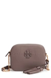 Tory Burch Mcgraw Leather Camera Bag In Silver Maple