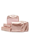 Calpak Metallic Packing Cube Set In Rose Gold
