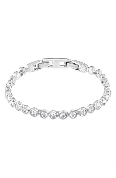 Swarovski Rose Gold-tone Crystal Tennis Bracelet In White