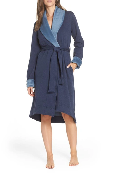 Ugg Duffield Ii Double-knit Fleece Dressing Gown In Navy Heather