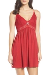 Eberjey Colette The Mademoiselle Jersey Chemise In Scarlet