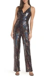 Dress The Population Charlie Sequin Jumpsuit In Onyx