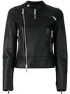 DSQUARED2 BAND COLLAR LEATHER JACKET