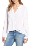 Velvet By Graham & Spencer Ruffle Tie Neck Top In White