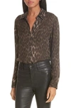 L AGENCE NINA LEOPARD PRINT SILK BLOUSE,4254CGT