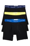 Calvin Klein 3-pack Boxer Briefs In Black W/ Sunbeam/ Blue Multi