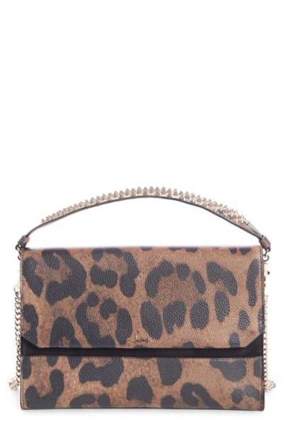 Christian Louboutin Loubiblues Leopard Print Calfskin Leather Clutch - Brown In Brown/ Black/ Gold