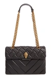 Kurt Geiger Kensington Quilted Leather Shoulder Bag In Black/gold