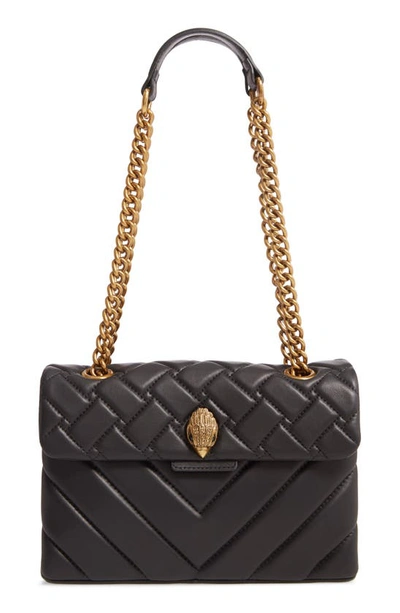 Kurt Geiger Kensington Quilted Leather Shoulder Bag In Black/gold