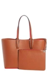 CHRISTIAN LOUBOUTIN SMALL CABATA CALFSKIN LEATHER TOTE - BROWN,1185119