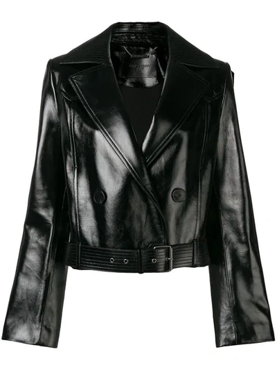 Givenchy Leather Double Breasted Moto 夹克 In Black