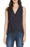 L Agence Mila Draped Silk Surplice Blouse In Midnight