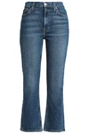RE/DONE RE/DONE WOMAN MID-RISE KICK-FLARE JEANS DARK DENIM,3074457345620005283