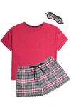 DKNY WOMAN COTTON-BLEND JERSEY AND CHECKED FLANNEL PAJAMA SET FUCHSIA,GB 14693524283531196