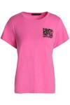 MARC JACOBS WOMAN CRYSTAL-EMBELLISHED COTTON-JERSEY T-SHIRT PINK,GB 7668287966164581
