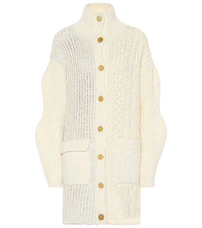 Chloé Cable-knit Wool-blend Cardigan In White