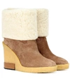 TOD'S SUEDE WEDGE ANKLE BOOTS,P00345676