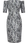 J.MENDEL J.MENDEL WOMAN OFF-THE-SHOULDER METALLIC BROCADE DRESS GRAY,3074457345618726884