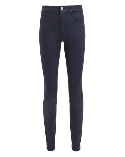 L Agence Marguerite Coated Skinny Jeans In Navy
