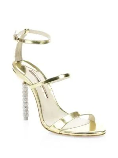 Sophia Webster Rosalind Embellished-heel Metallic Leather Sandals In Gold