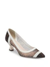 FENDI Colibri Leather-Trimmed Mesh Pumps