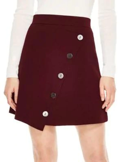 Sandro Autumn Berkeley Fiji Asymmetric Button Skirt In Burgundy