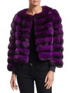 THE FUR SALON Collarless Chinchilla Fur Jacket