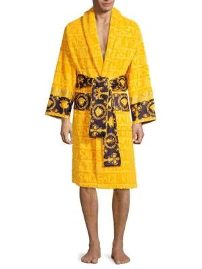 Versace Yellow I Heart Baroque Bath Robe In Gold