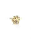 Sydney Evan Women's Small 14k Yellow Gold & Pavé Diamond Paw Single Stud Earring