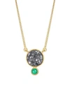 SHANA GULATI Tulum Ophelia 18K Gold Vermail, Green Onyx & Sliced Raw Diamonds Pendant Necklace