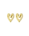 CADAR 18K GOLD SMALL DIAMOND HEART HOOP EARRINGS,PROD215950006
